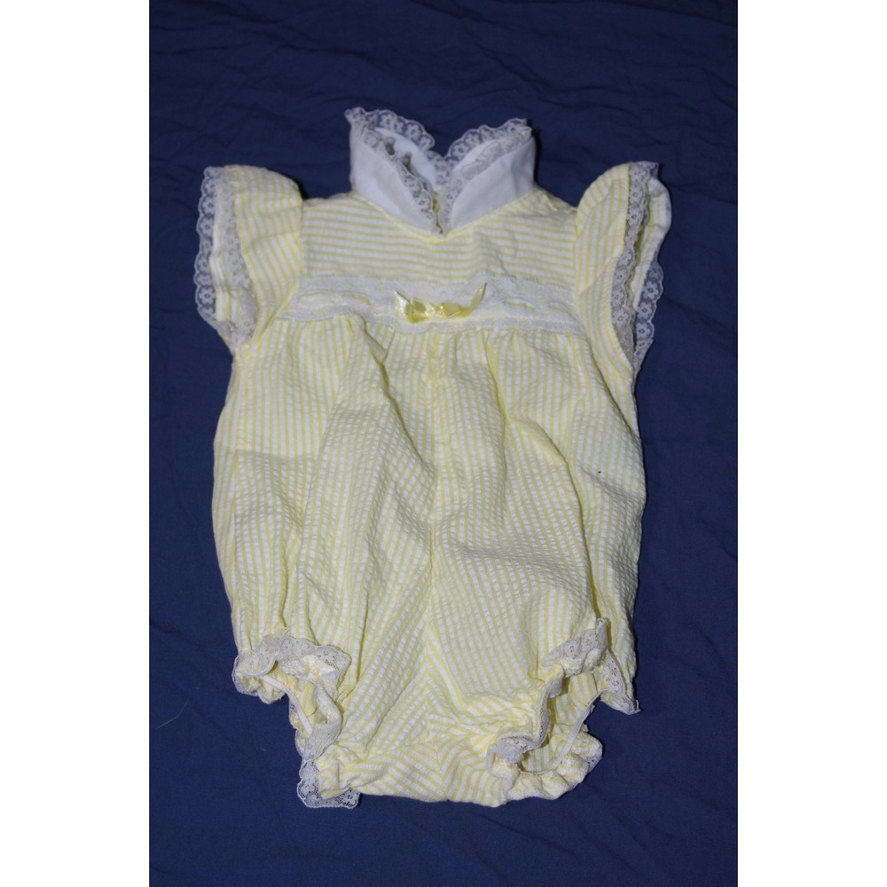 Vintage 80s Hasbro Real Baby Doll‎ Bubble Romper Yellow Seersucker Replacement
